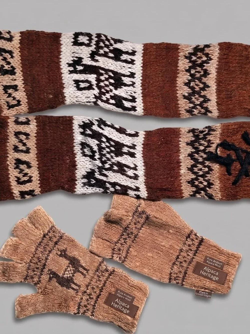 Winter Set Knitted Hand Warmers Leg Warmers Warm Wool Gloves